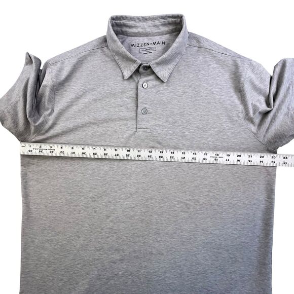 Mizzen + Main Polo Shirt Size XL Gray Trim Fit Golf Short Sleeve Stretch - Picture 10 of 11